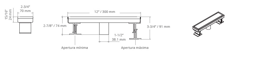DESAGÜE LINEAL CLÁSICO NEGRO MATE 30 cm