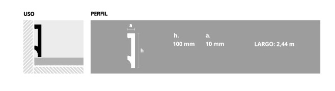 EPS ZOCALO PLANO 100MM X 2,44M BLANCO MATE
