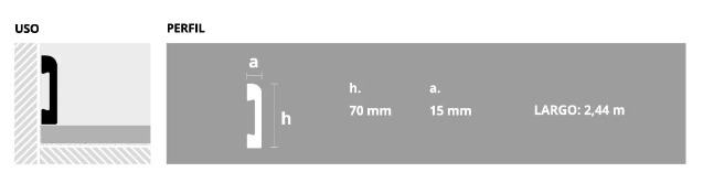 EPS ZÓCALO/CONTRAMARCO ORBIT 70mm x 2,5m PINTABLE - BLANCO