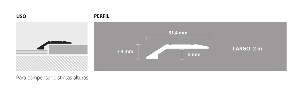 Varilla Tapadesnivel Aluminio Color Cromo Mate 2256 Atrim 2m