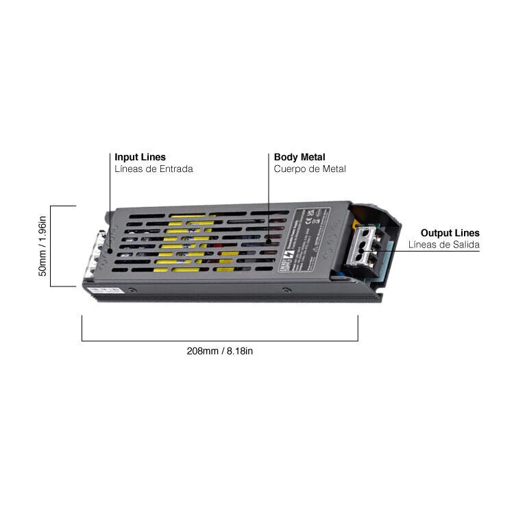 Fuente de Alimentación Switching Metalica 24V 300W 12,5A Interior