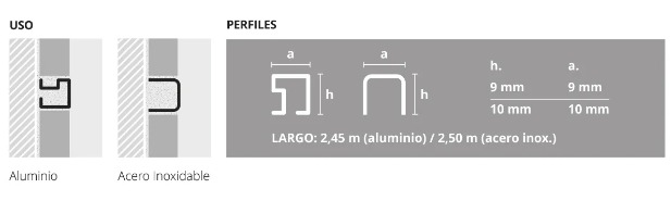 ALUMINIO LISTELLO CUAD. 9x9mm x 2,45m CROMO BRI