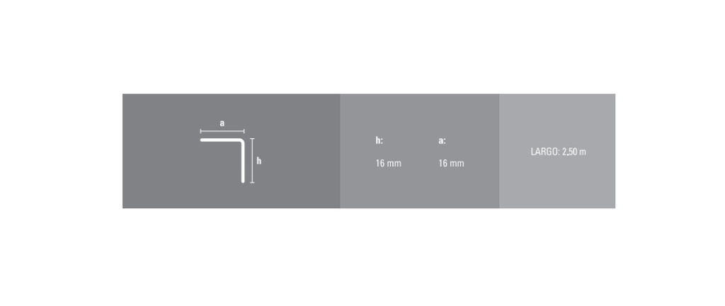 ALUMINIO TAPACANTO 16x16mm x 2,5m NEGRO