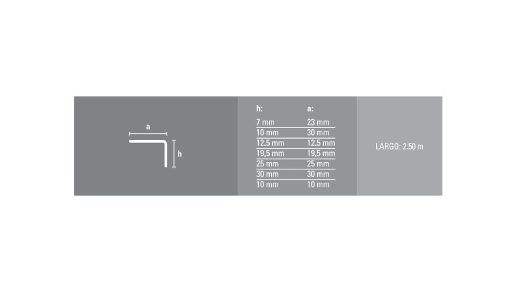 ACERO INOX. ANGULO ESPECIAL 25x25mm x 2,5m ESM