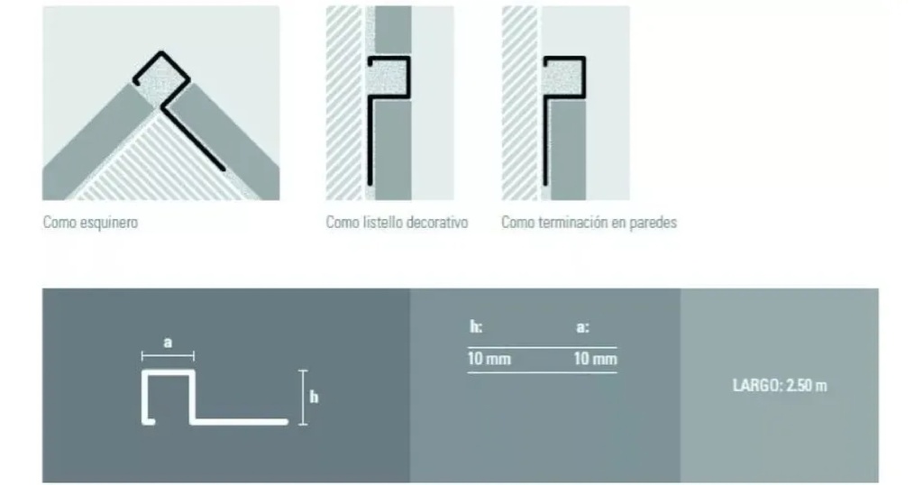ALUMINIO GUARD. QUADRA 10x10mmx2,5m CROMO MATE