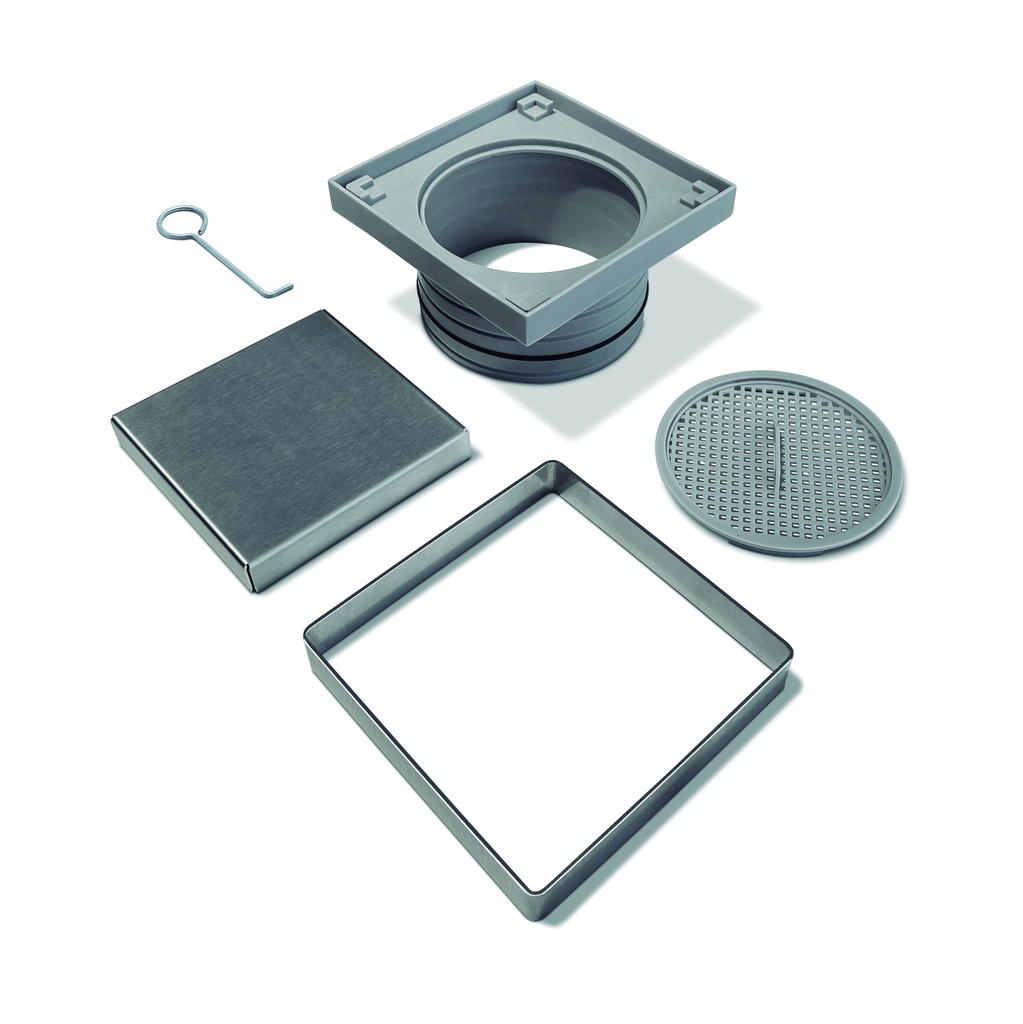 LAGOON SERIES - REJILLA PARA PILETA DE PATIO. ABS.SST 2EN1 CROMO MATE 12x12 cm