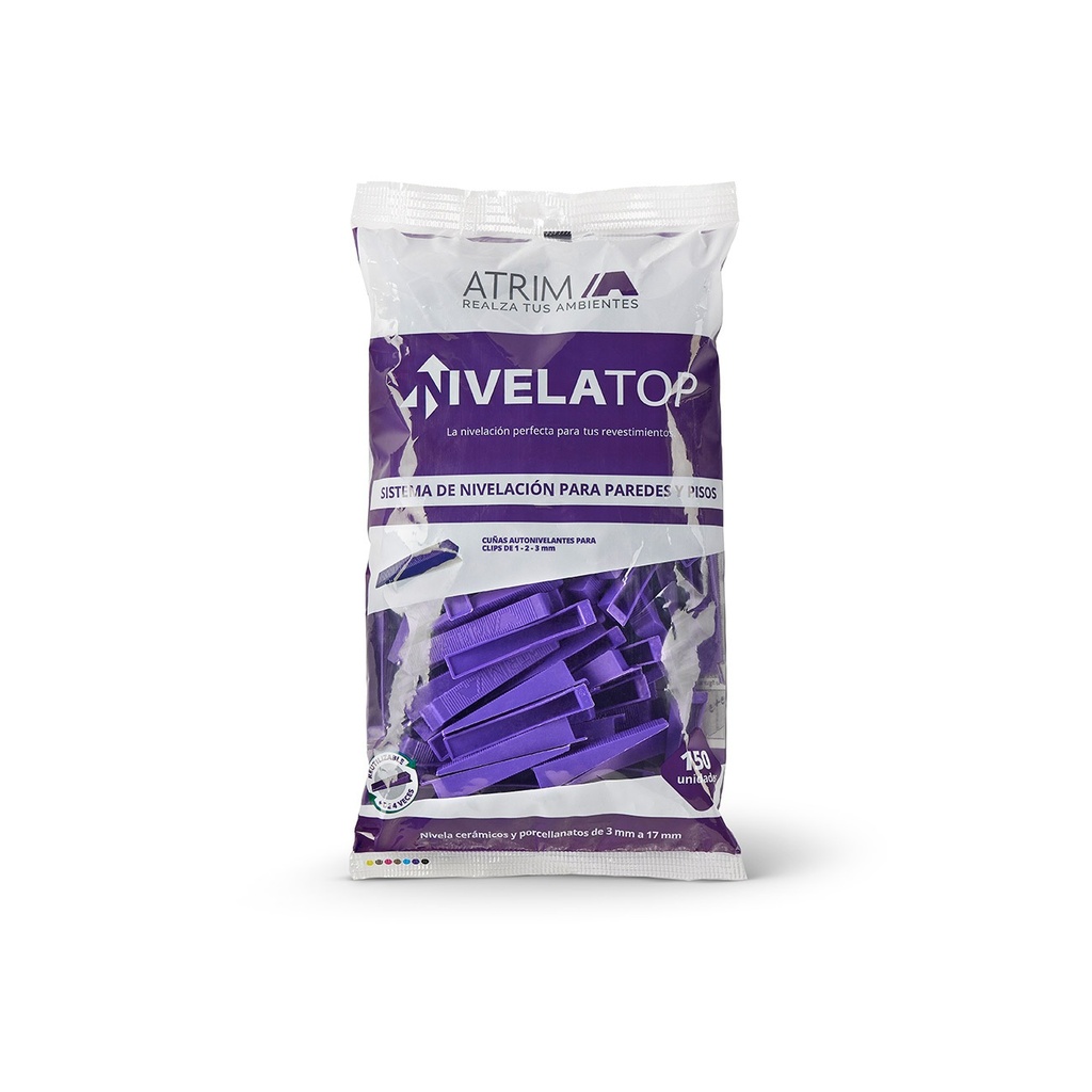 ESPACIADOR AUTONIVELANTE CUÑA CHICA VIOLETA -PAQx150PCS