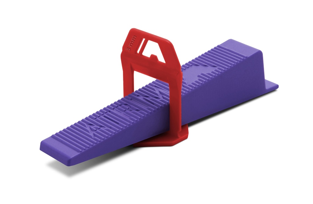 ESPACIADOR AUTONIVELANTE 3,0mm CLIP CON LOGO ROJO -PAQx150PCS