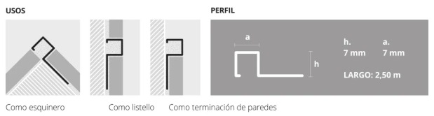 ALUMINIO GUARD. QUADRA 7mm x 2,5mts CROMO MATE