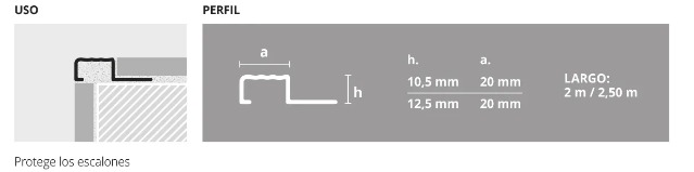 Protector Escalón Grada 1994 Aluminio 10,5mm Atrim 2,5 Metro