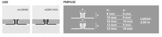 Varilla Junta Dilatación Aluminio Gris 1765 12mm Atrim