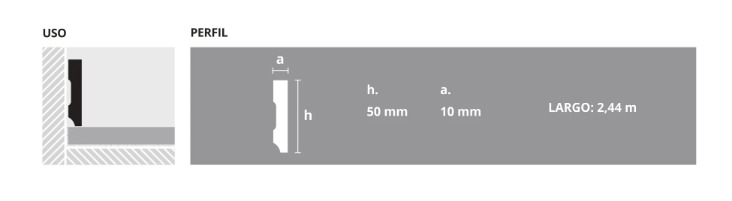 EPSILON ZÓCALO/CONTRAMARCO SQUARE 50mm x 10mm x 2,44m BLANCO MATE