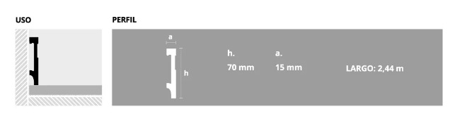 EPSILON ZÓCALO LINE 70mm x 15mm x 2,44m BLANCO MATE