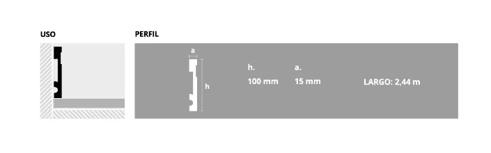 EPSILON ZÓCALO EXTRA LINE 100mm x 15mm x 2,44m NEGRO MATE
