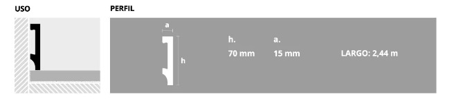 EPSILON ZÓCALO PLAIN 70mm x 15mm x 2,44m NOGAL