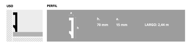 EPSILON ZÓCALO PLAIN 70mm x 15mm x 2,44m ROBLE GRIS