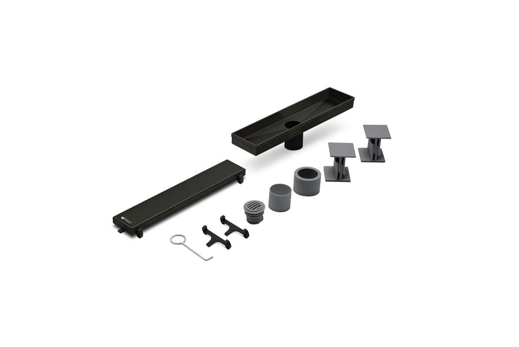 Desague Ducha Baño Rejilla 30cm Negro Mate Atrim Acero Inox.