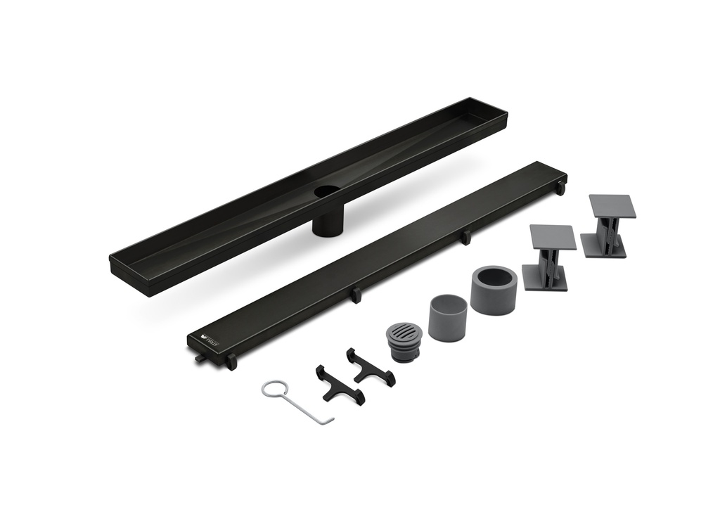 Desagüe Ducha Baño Rejilla 60cm Negro Mate Atrim Acero Inox