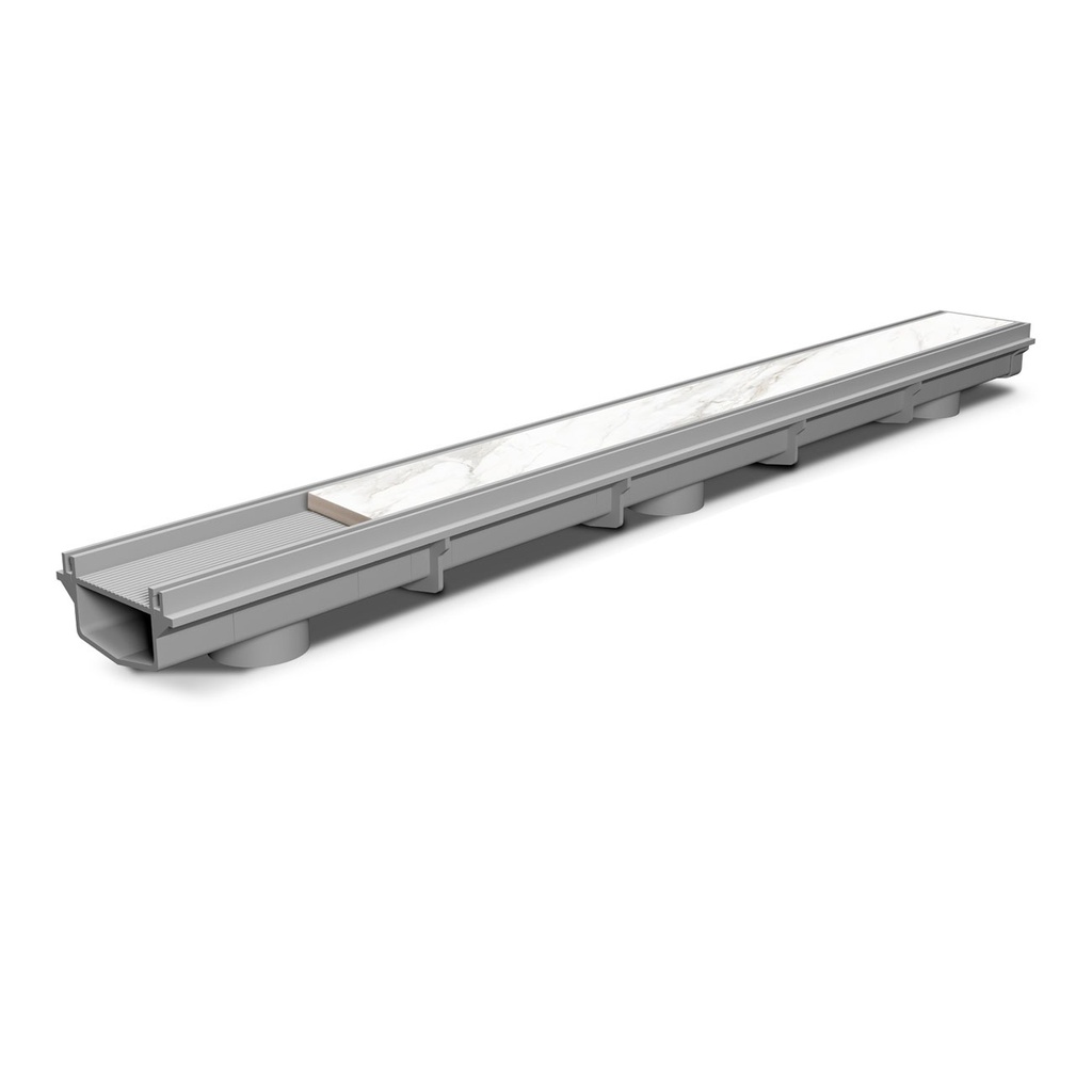 Canaleta Desagüe Piso Atrim Modular Infinity Abs Revestible 100x10cm Gris